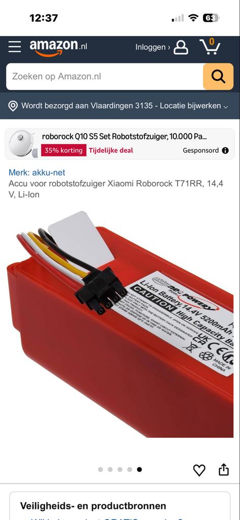Accu voor Xiaomi Robot Stofzuiger 14.4V 5200mAh Li-Ion, Witgoed en Apparatuur, Onderdelen en Toebehoren, Nieuw, Ophalen of Verzenden