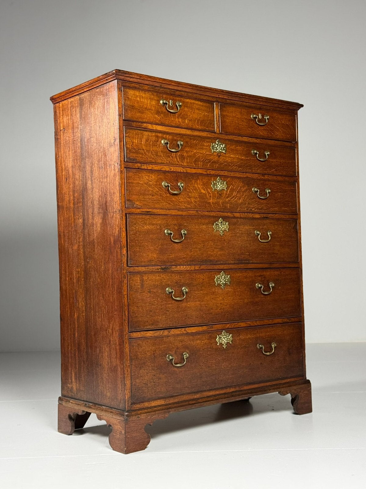 Engelse ladekast Tallboy, Huis en Inrichting, Kasten | Ladekasten, Ophalen, Gebruikt, Eikenhout, 50 tot 100 cm