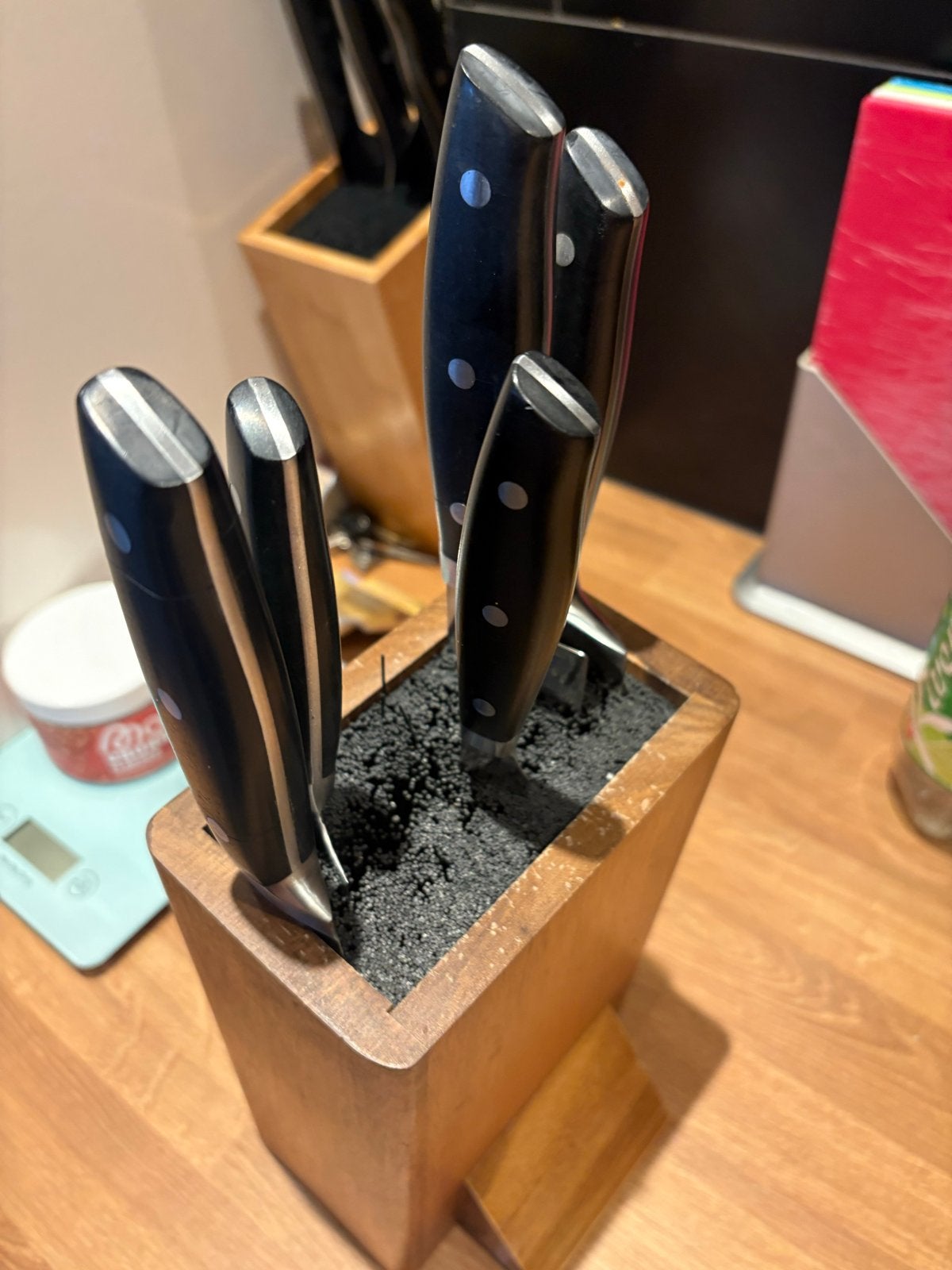Fissler Pro Series Messenset met Houten Blok, Ophalen of Verzenden, Zwart, Metaal, Overige merken