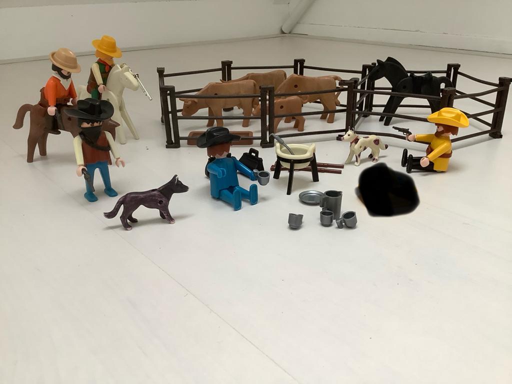 Playmobil, cowboys met dieren, Ophalen of Verzenden, Gebruikt