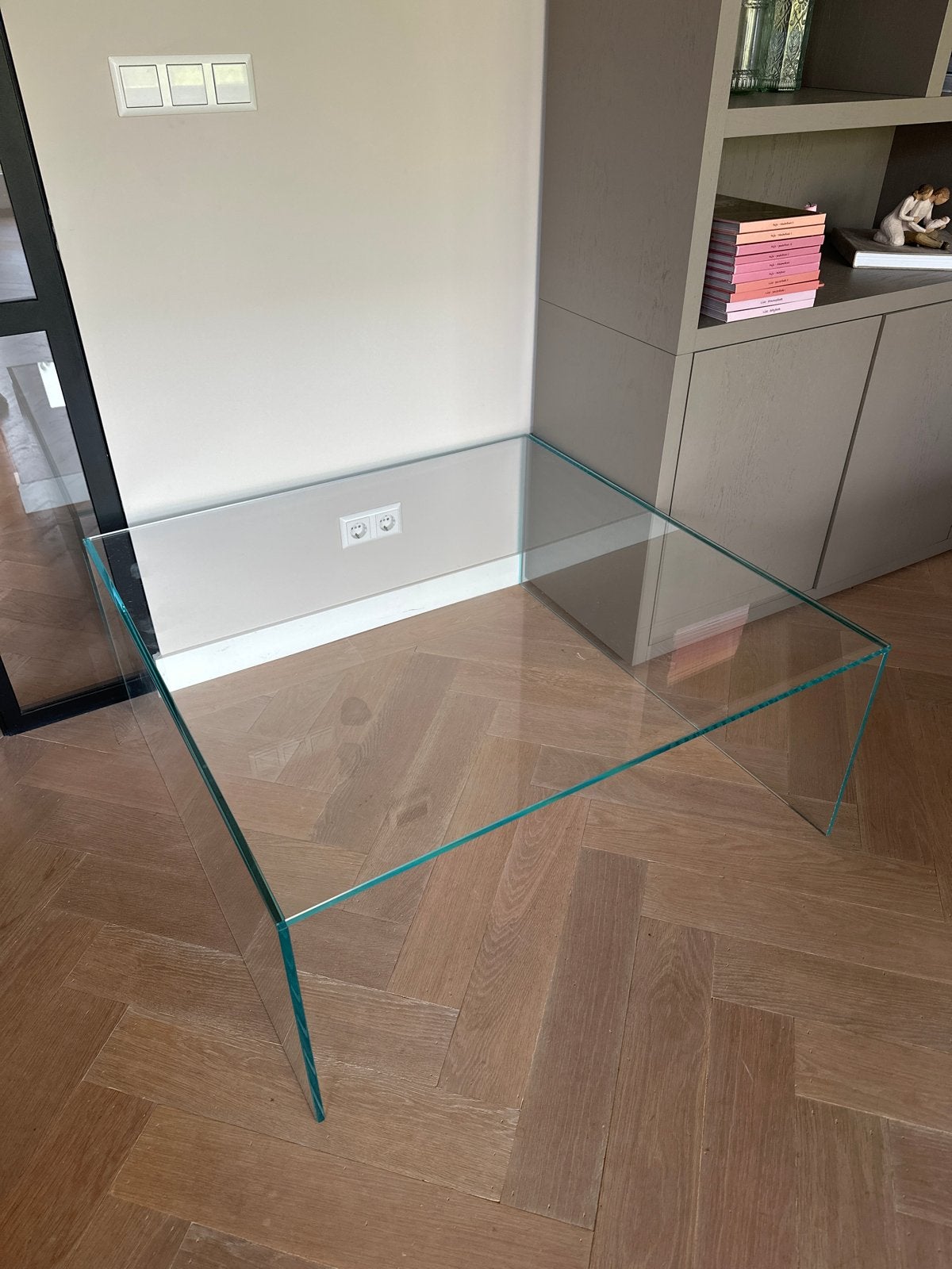 Glazen salontafel - Modern en minimalistisch design, Huis en Inrichting, Ophalen, Vierkant, 5 – 50, 100 tot 150 cm