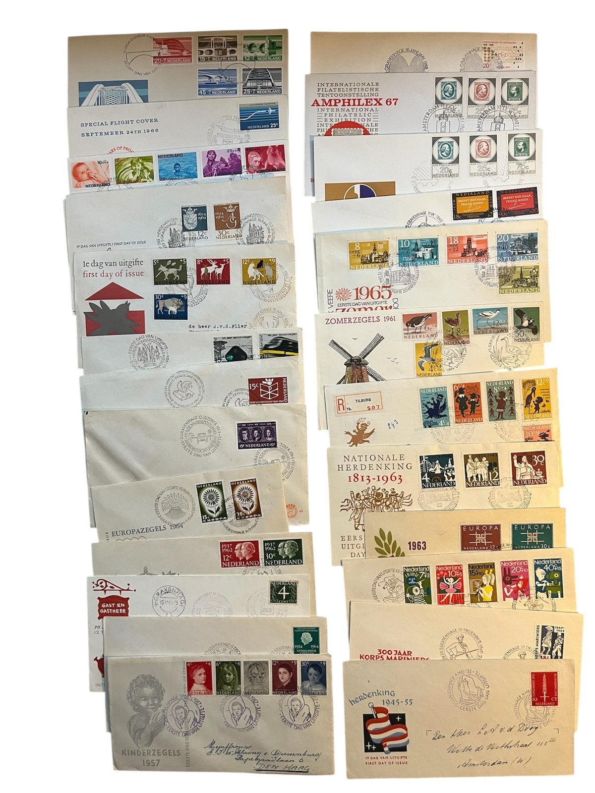 27 oude eerstedag enveloppen 1955-1968, Postzegels en Munten, Verzenden, Na 1940, Gestempeld