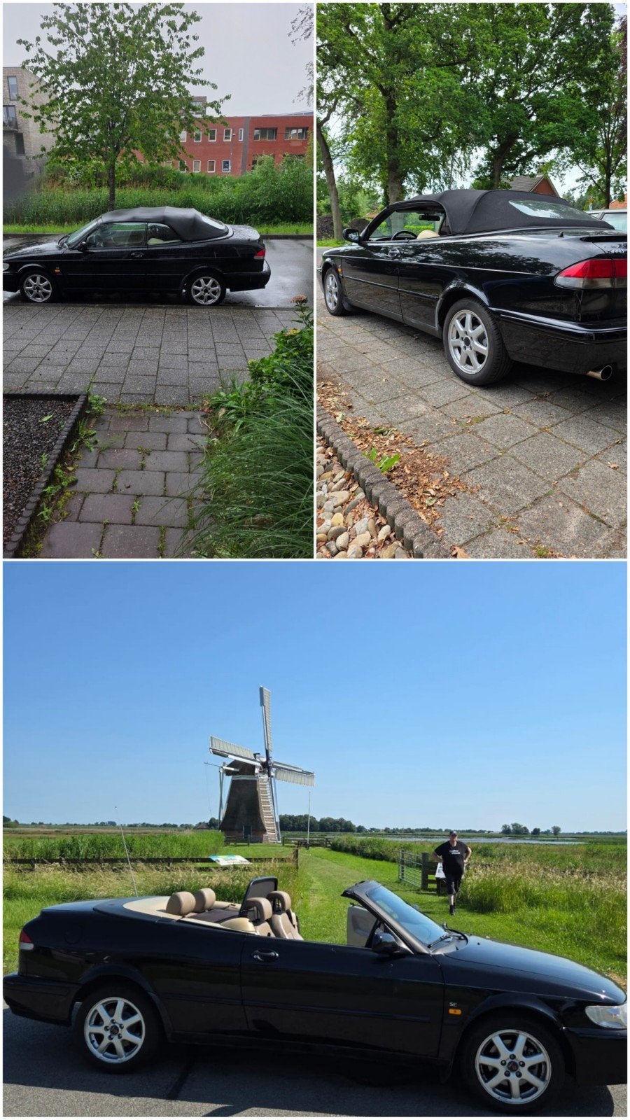 Saab 9-3 2.0 Turbo Cabrio AUT 1999 Zwart met APK, Auto's, Beige, 4 cilinders, Cabriolet, 4 stoelen