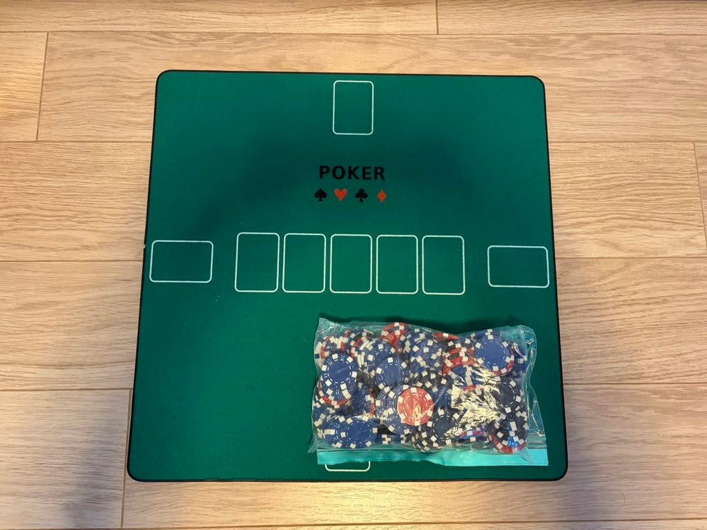 Pokerbord + poker chips, Hobby en Vrije tijd, Vijf spelers of meer, Ophalen of Verzenden, Zo goed als nieuw