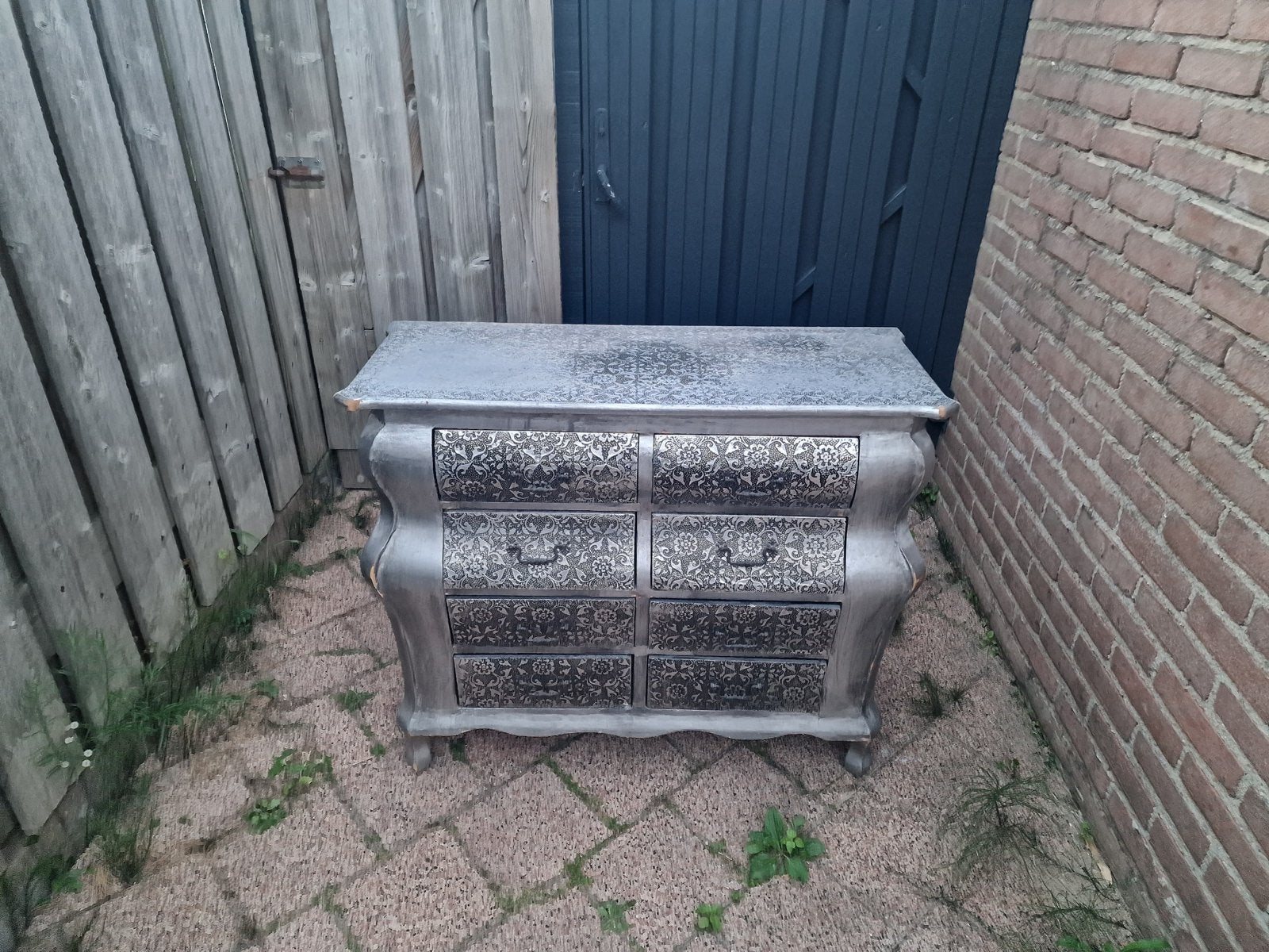 Unieke ladekast met sierlijk patroon - 75x90x35 cm, Ophalen, Gebruikt, 5 laden of meer, 50 tot 100 cm