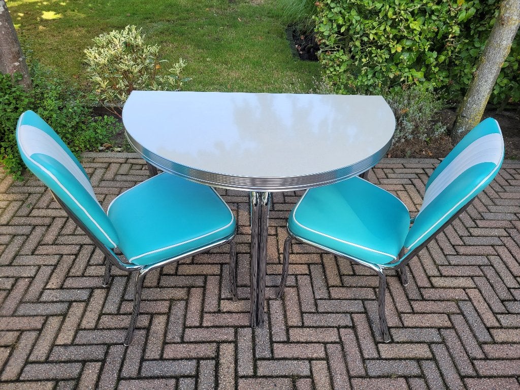Bel Air 2 stoelen + muur diner tafel fifties sixties retro, Ophalen, Twee, Overige kleuren, Zo goed als nieuw