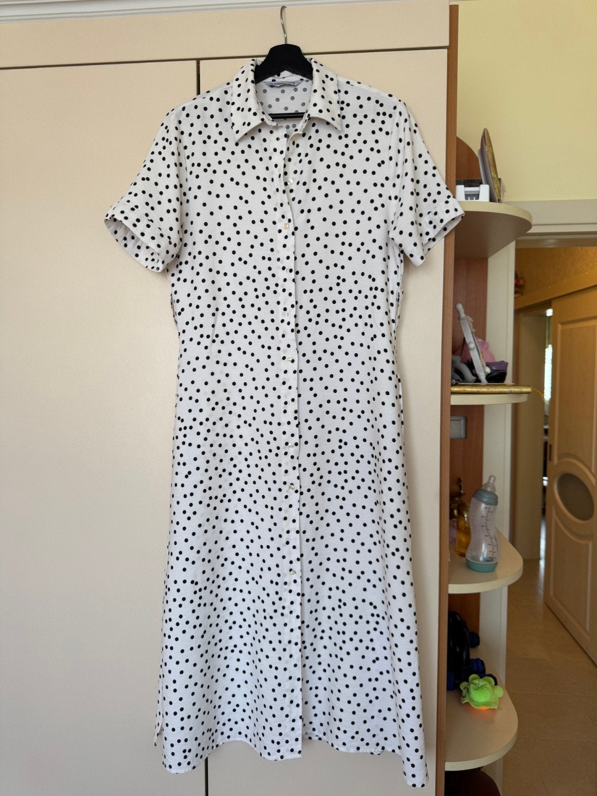 LC Waikiki Classic jurk maat 38 viscose stippen, Maat 38/40 (M), Wit, Zo goed als nieuw, LC Waikiki Classic