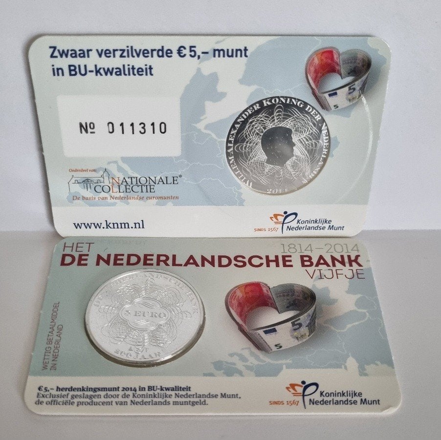 Coincard 2014 De Nederlandsche Bank in BU - DNB Vijfje, Postzegels en Munten, Munten | Nederland, Ophalen of Verzenden, Koningin Beatrix