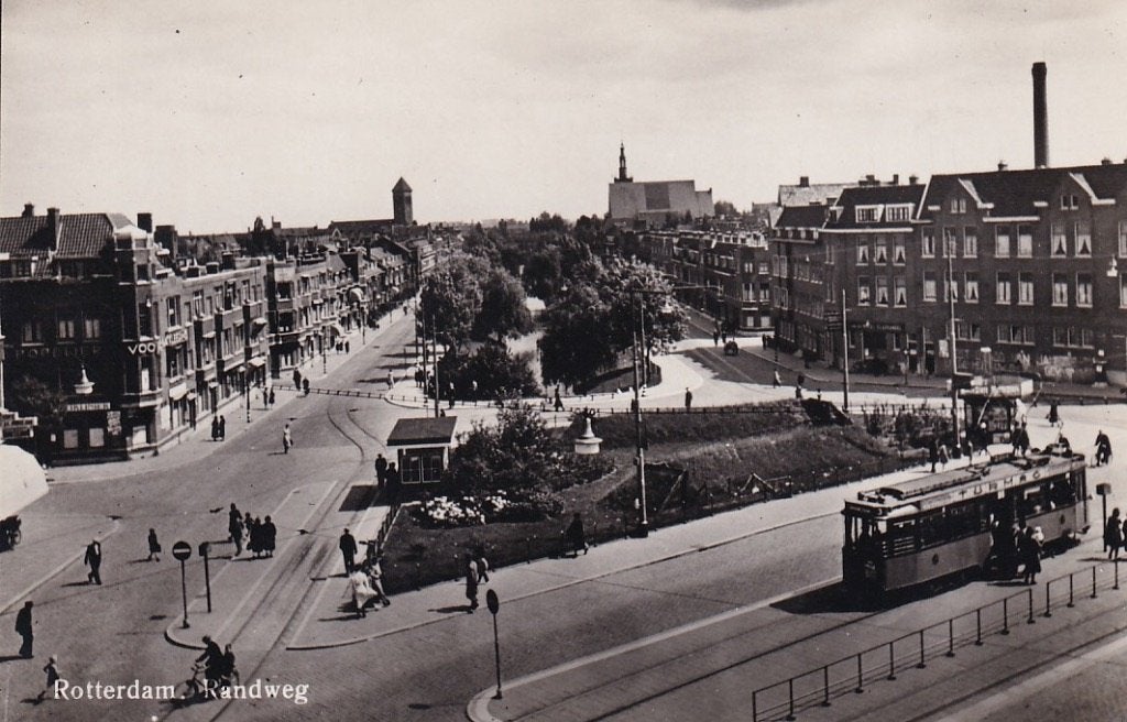 750X Rotterdam Randweg met schuilkelder, links Riederlaan, Ophalen of Verzenden, 1940 tot 1960, Ongelopen, Zuid-Holland