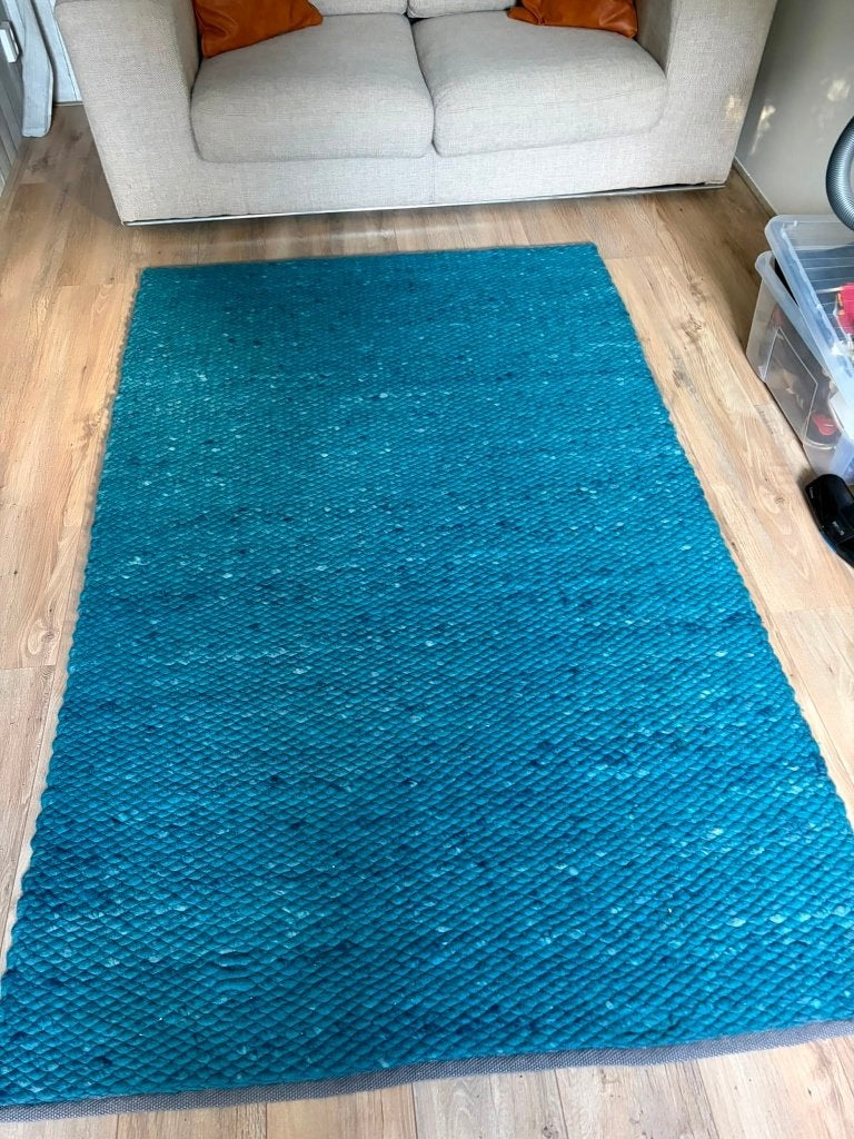 Vloerkleed Perletta Limone Petrol 154 - Gort Wonen, Ophalen, 100 tot 150 cm, Zo goed als nieuw, Blauw