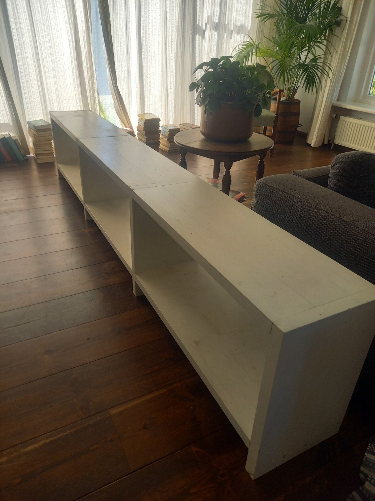 massief houten tv kast /dressoir / boekenkast, Ophalen, Gebruikt, 200 cm of meer, Minder dan 100 cm