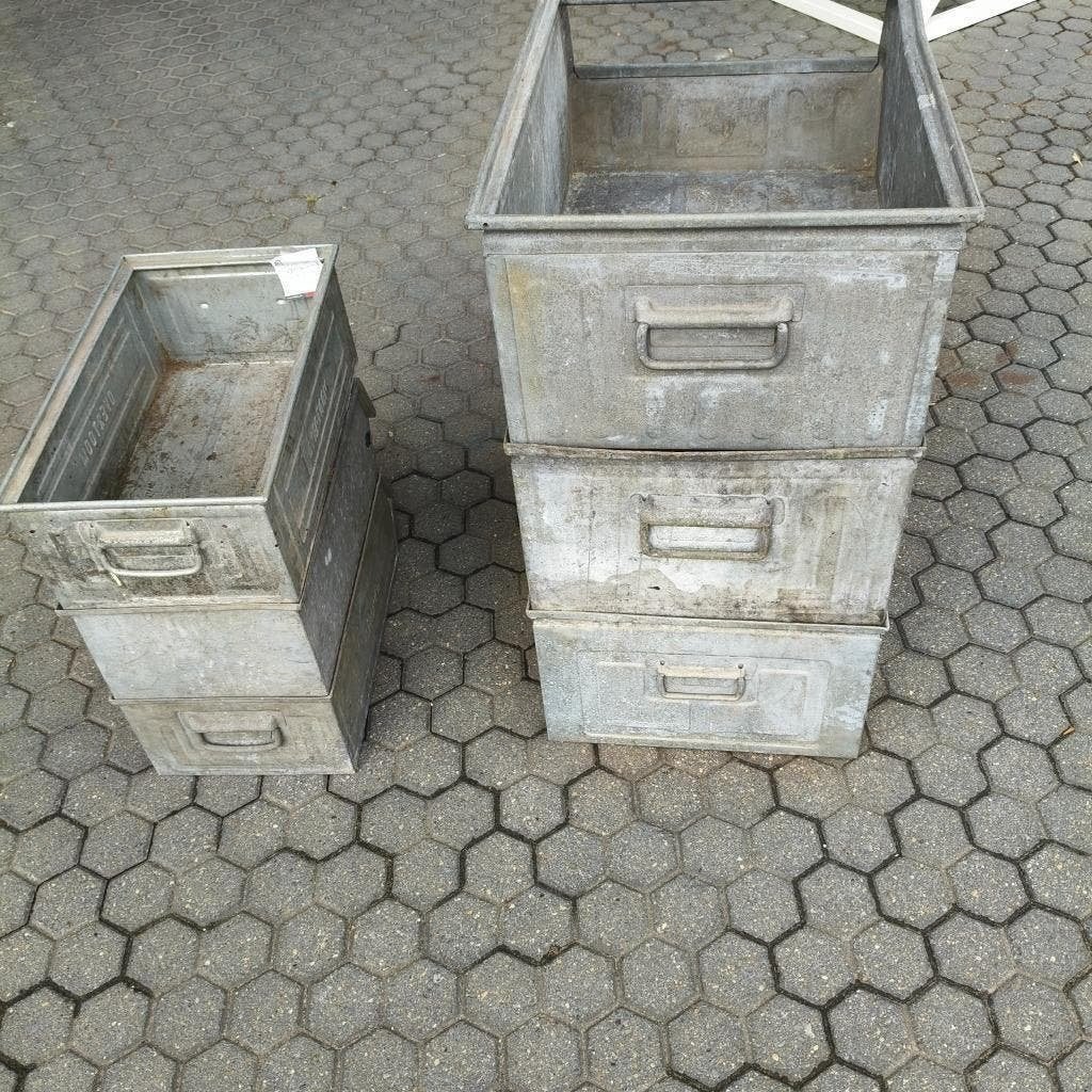 6 STUKS Vintage overtoom stapelbakken industieel, Ophalen, Gebruikt