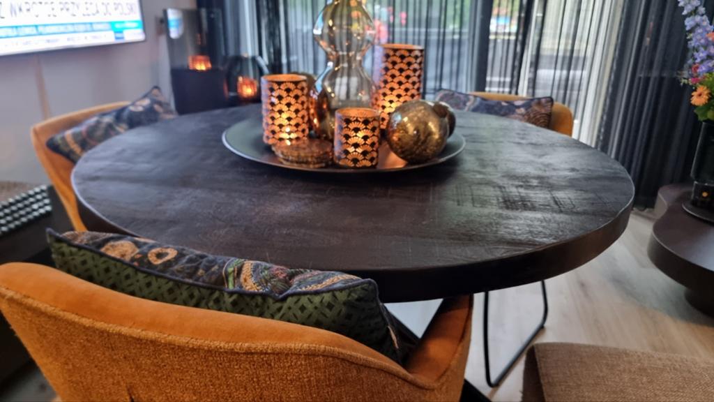 Hotel chique ronde eethoek met 4 stoelen, Rond, Ophalen of Verzenden, Zo goed als nieuw, 100 tot 150 cm