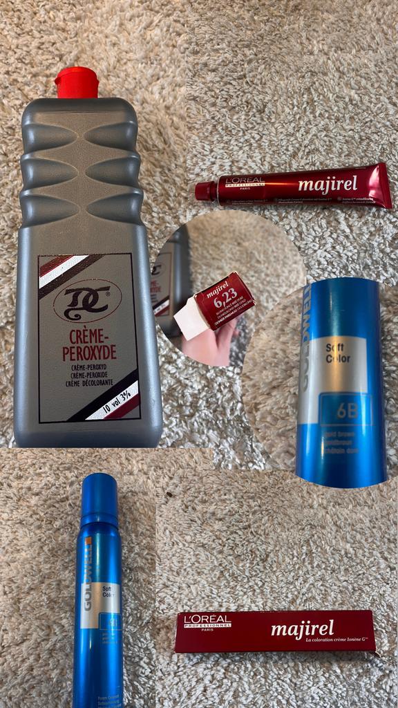 Haarverf set: Majirel 6.23, Goldwell 6B, Crème-Peroxyde, Ophalen, Nieuw, Overige typen
