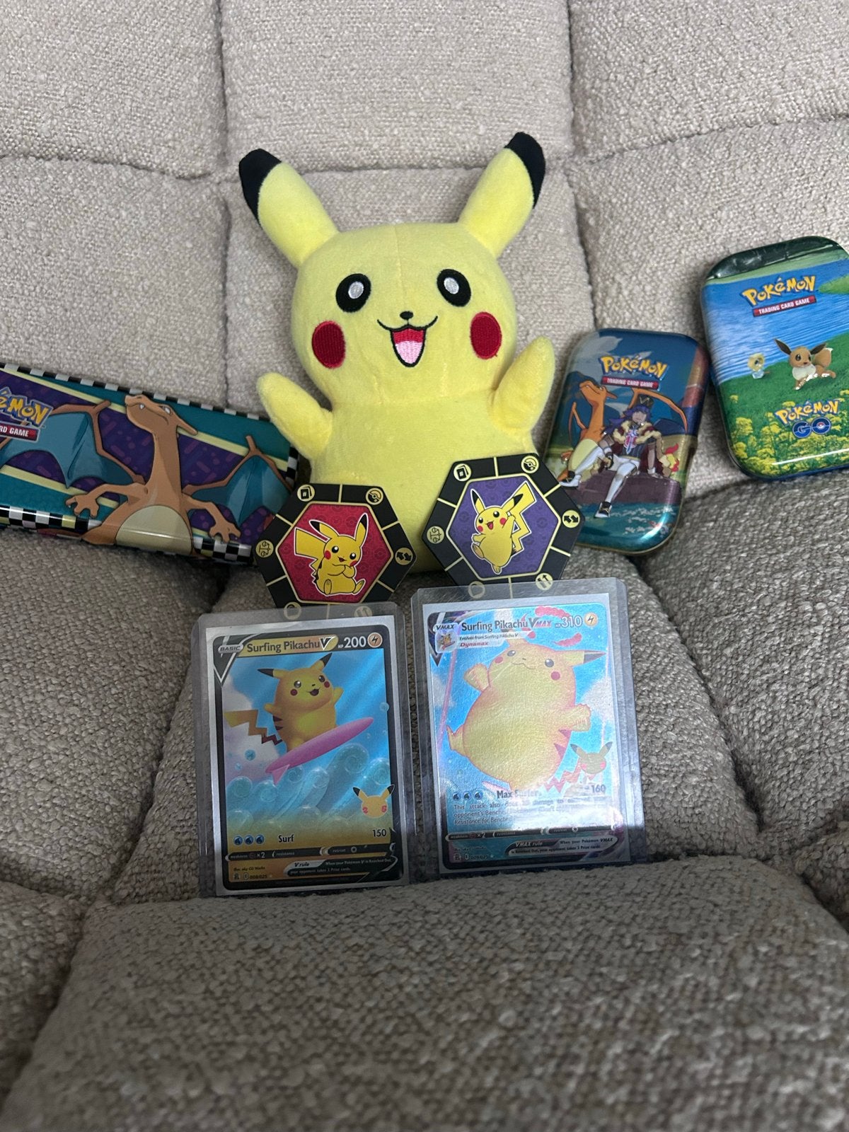 Pokémon Surfing Pikachu kaarten, Ophalen of Verzenden, Zo goed als nieuw, Meerdere kaarten, Foil