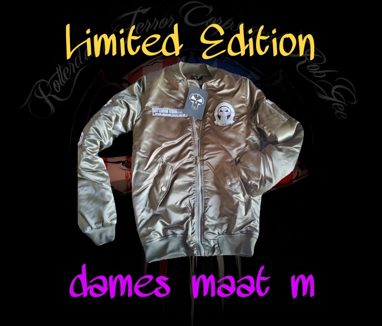!!NEW!! Limited Edition Rotterdam Terror Corps Bomber, Kleding | Dames, Jassen | Zomer, Nieuw, Maat 38/40 (M), Groen, Ophalen of Verzenden