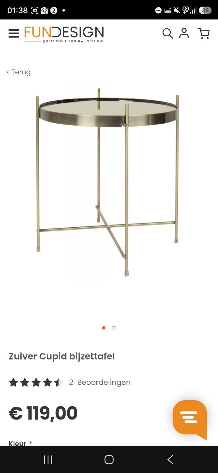 Zuiver Cupid bijzettafel - Goudkleurig met spiegelblad, Huis en Inrichting, 45 tot 60 cm, Minder dan 55 cm, Modern, Luxe, Glamour
