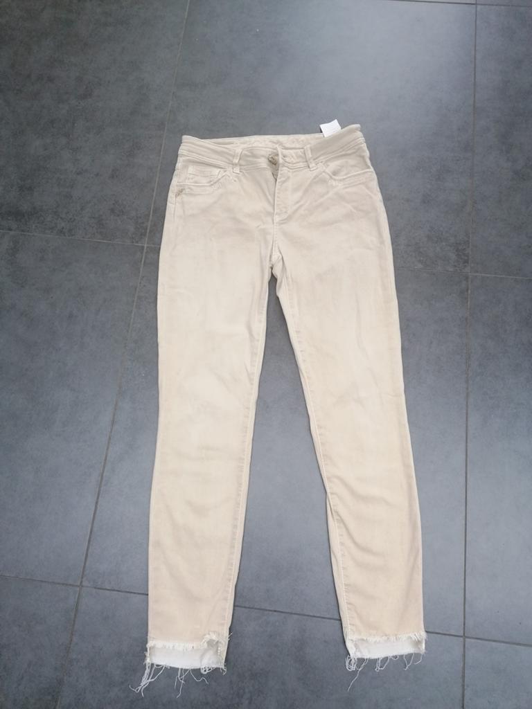 Mos mosh stretch dunne broek maat 28 used look beige, MOS MOSH, Beige, Ophalen of Verzenden, Zo goed als nieuw