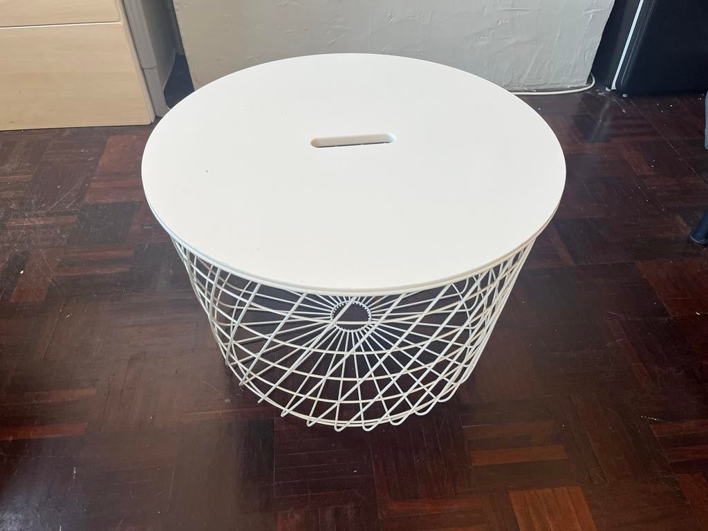 IKEA KVISTBRO Opbergtafel Wit - Salontafel/Bijzettafel, Ophalen, Gebruikt, Rond, Metaal