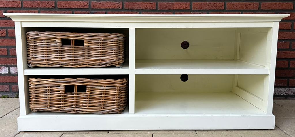 Tv-meubel, landelijke stijl - wit, Ophalen, Gebruikt, 100 tot 150 cm, Landelijk