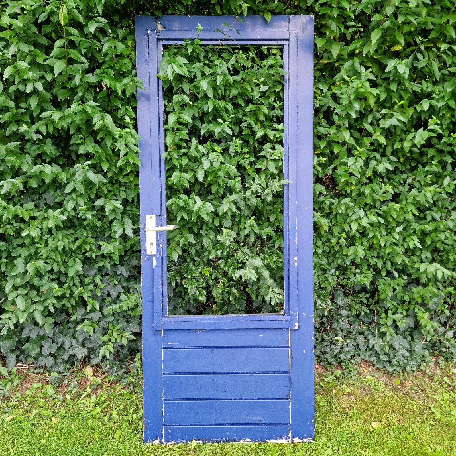 Achterdeur, schuurdeur, Meranti hardhout 200x82,3 / 81,9 cm, Gebruikt, 80 tot 100 cm, Ophalen of Verzenden, Buitendeur