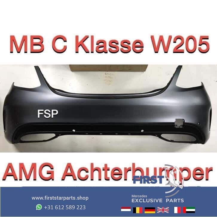 W205 AMG Achterbumper Mercedes C Klasse BUMPER 2014-2018 ZWA, Gebruikt, -, Ophalen of Verzenden, Achter