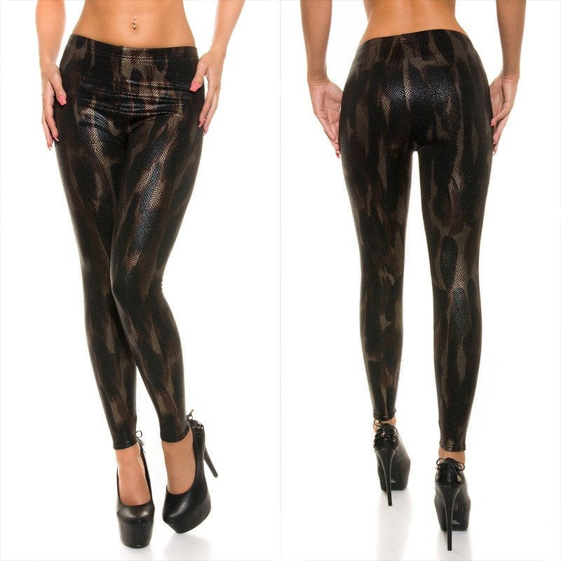Snakeskin Wetlook Legging - Nieuw - S/M of L/XL, Ophalen of Verzenden, Nieuw, Zwart, Legging