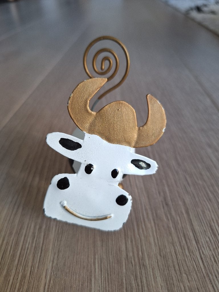 Metalen foto/kaarthouder Koe, Kinderen en Baby's, Kinderkamer | Inrichting en Decoratie, Ophalen of Verzenden, Gebruikt, Overige typen