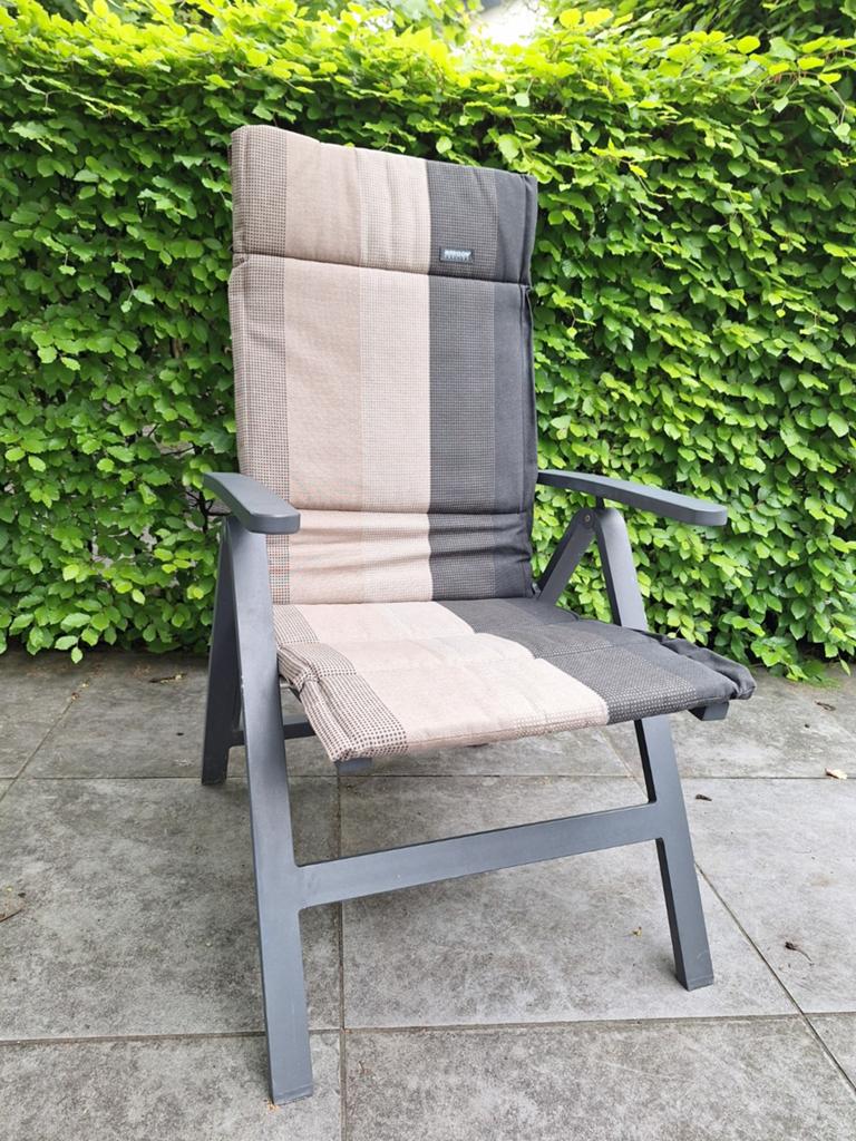 6 Madison topline tuinstoel kussens taupe, Ophalen, Zo goed als nieuw, Aluminium