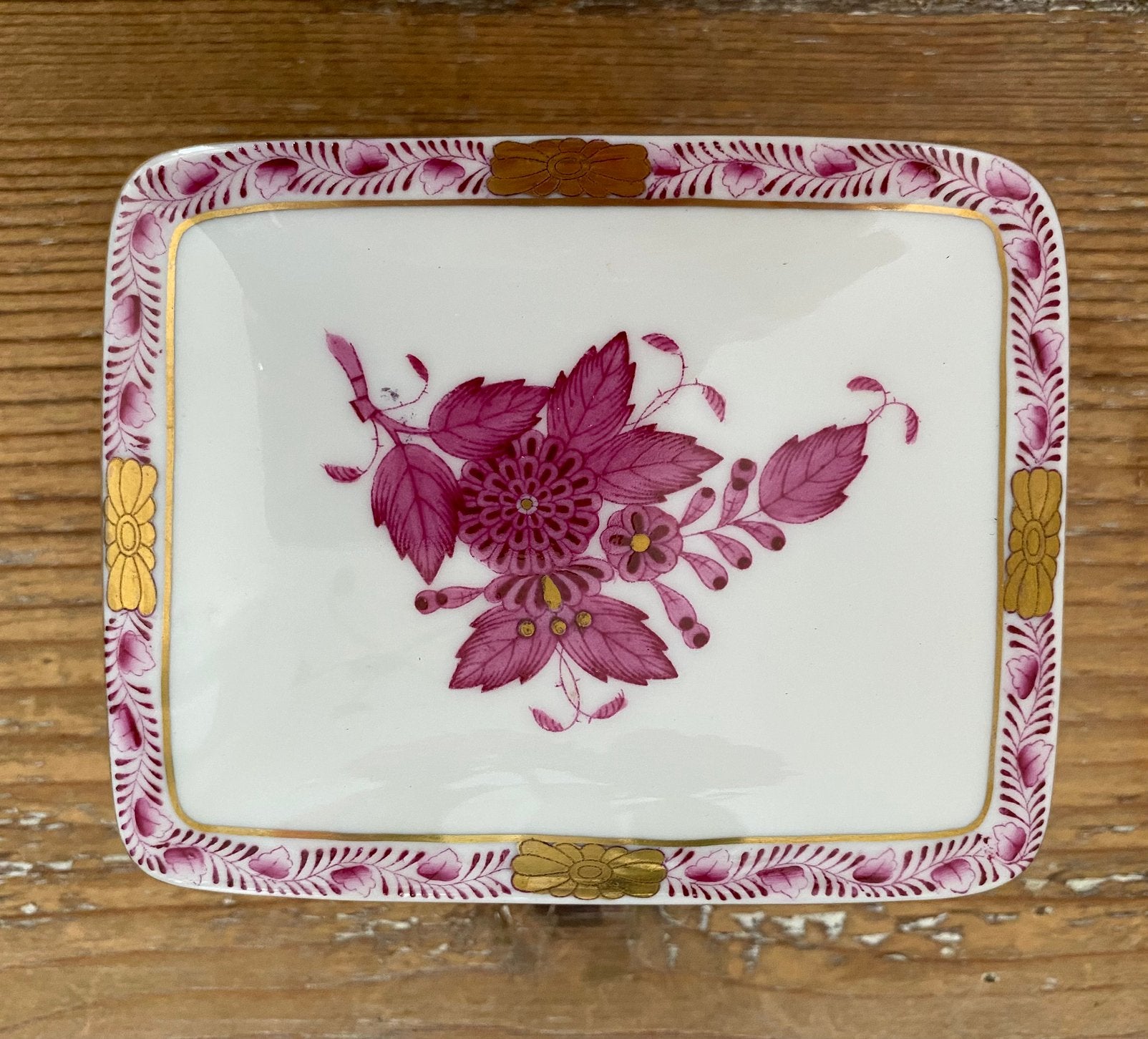 Herend deksel doosje apponyi purper, Antiek en Kunst, Antiek | Porselein, Ophalen of Verzenden