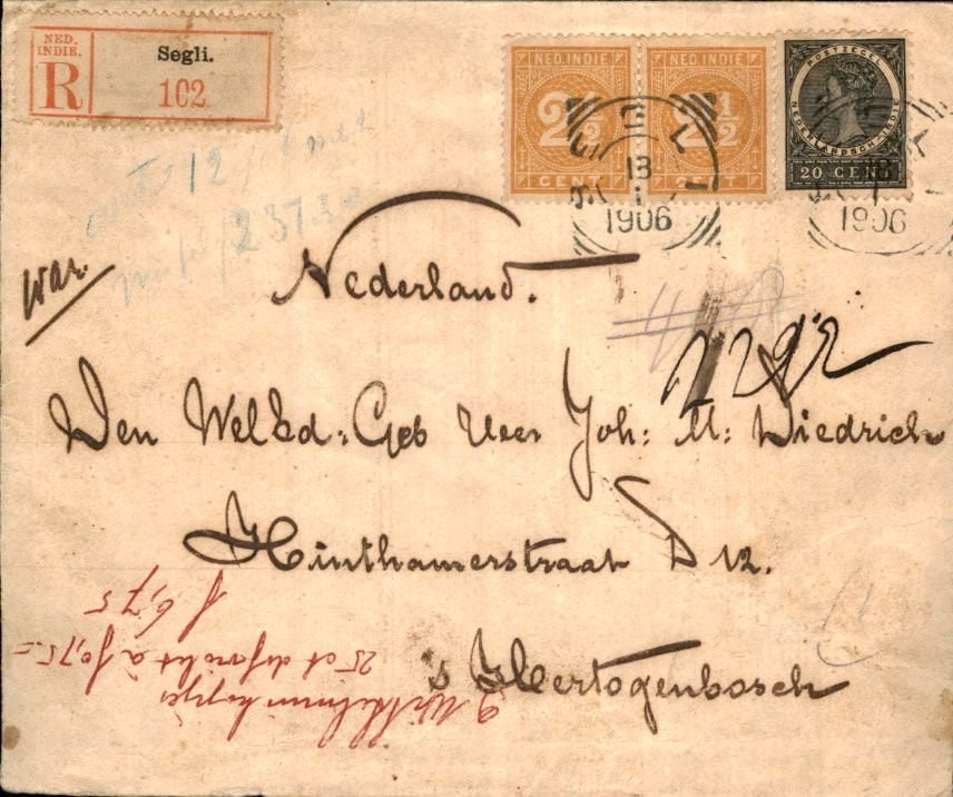 Nederlands Indië - Aangetekend Segli - Den Bosch - 1906, Ophalen of Verzenden, Envelop