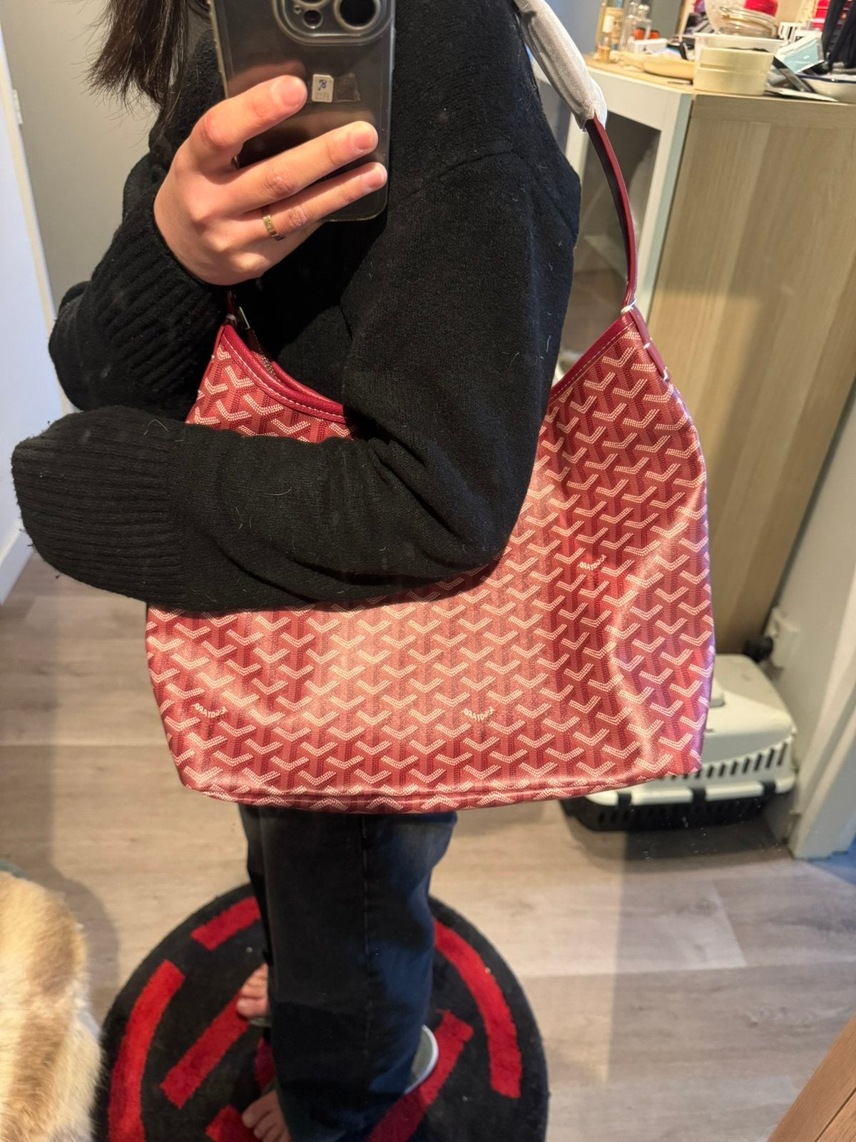 Goyard Bag Burgundy Hobo Medium Canvas Tote Bag, Ophalen of Verzenden, Nieuw, Rood, Shopper