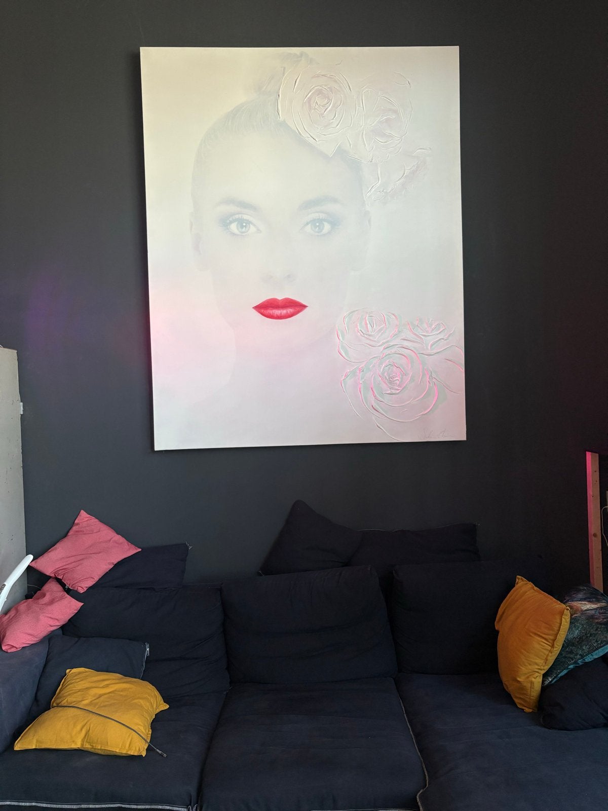 Modern portret van vrouw , GROOT, Ophalen, Acrylverf, Met textuur, Portret