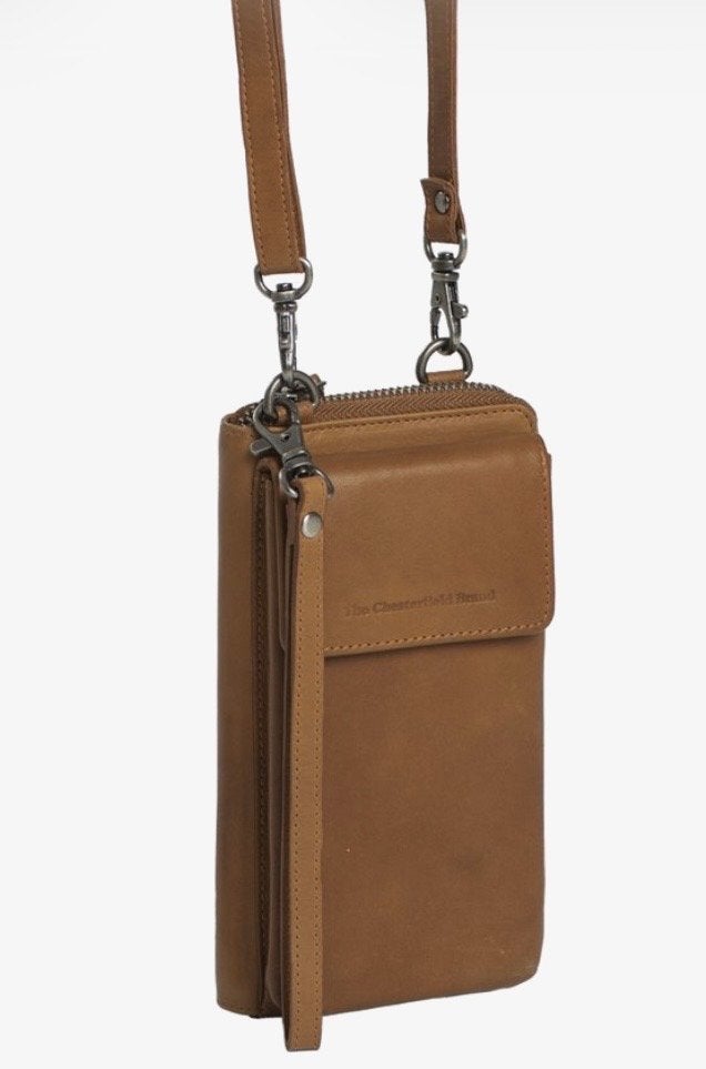 Chesterfield Telefoon- portemonnee tasje cognac leer, Overige merken, Bruin, Nieuw, Ophalen of Verzenden