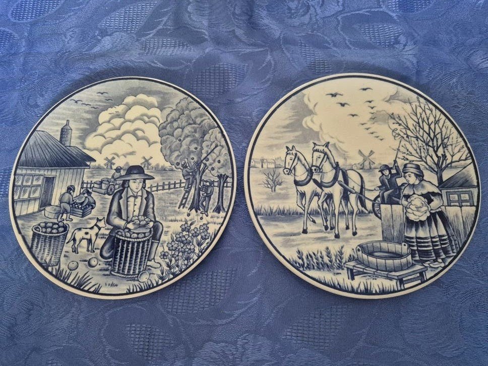 Royal Delfts Blauw Handwerk Wandborden - Boerenleven, Ophalen of Verzenden