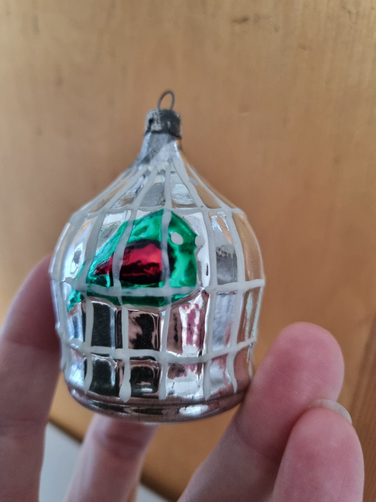 Zeer oude kerstbal vogelhuisje vogel kerst vintage, Diversen, Ophalen of Verzenden, Gebruikt