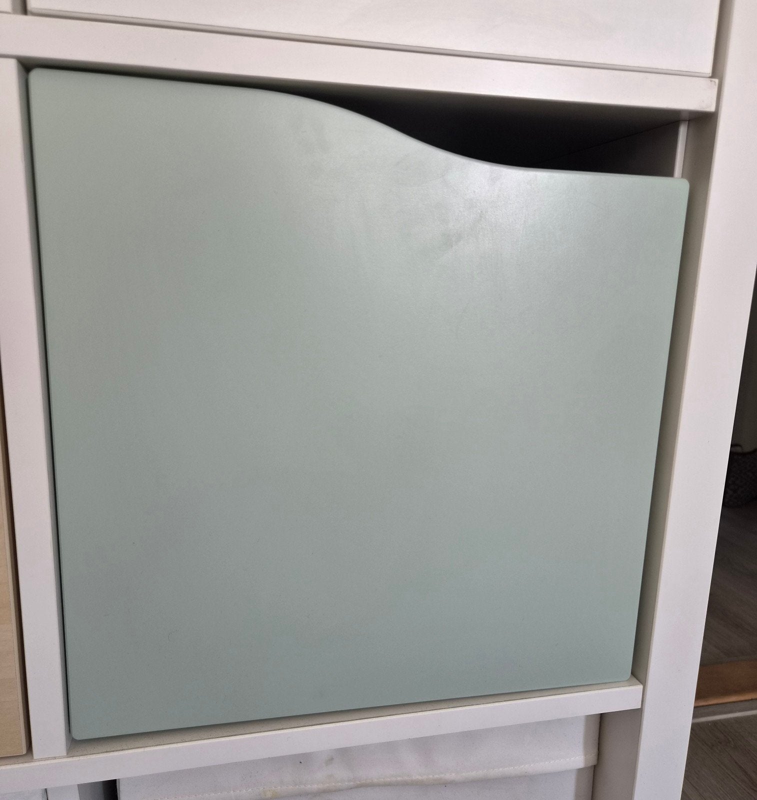 IKEA KALLAX Inzetstuk met deur, lichtgroen-blauw, Ophalen, Zo goed als nieuw