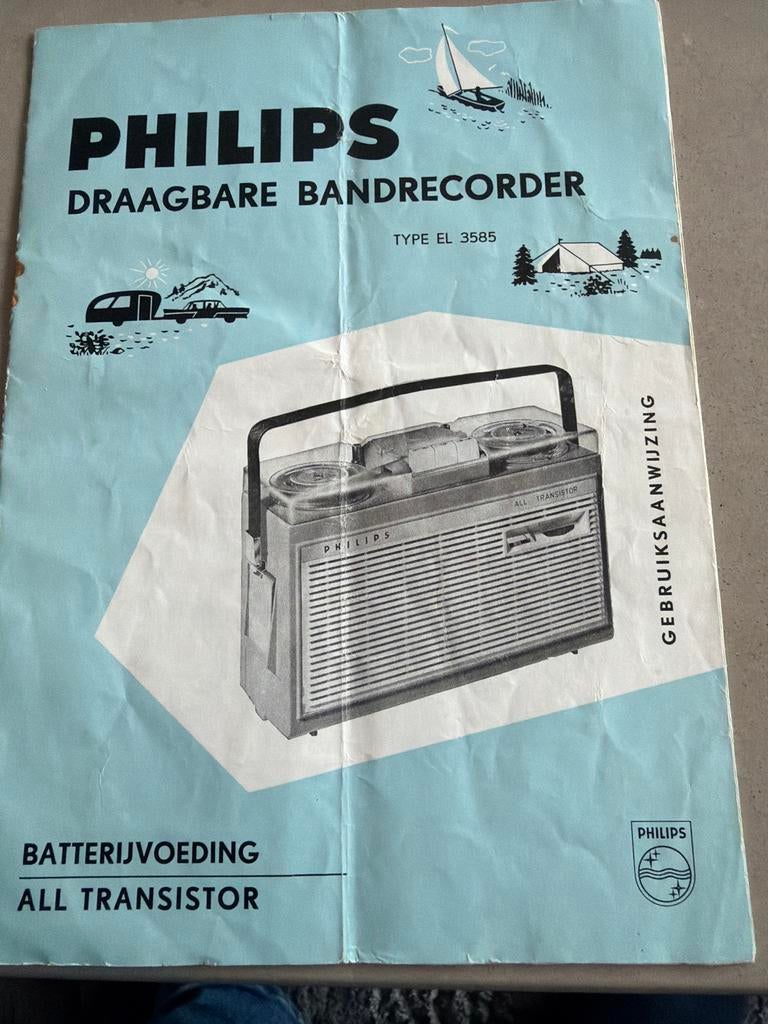 Philips Draagbare Bandrecorder Type EL 3585 Gebruiksaanwijzi, Ophalen of Verzenden, Onderdeel