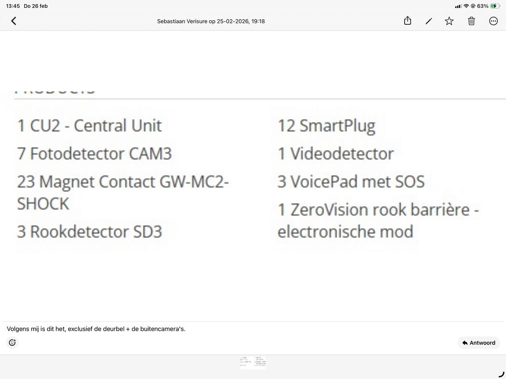 Uitgebreide Verisure alarmset (incl 3 camera’s, deurbel), Ophalen, Beweging, Zo goed als nieuw, Compleet systeem