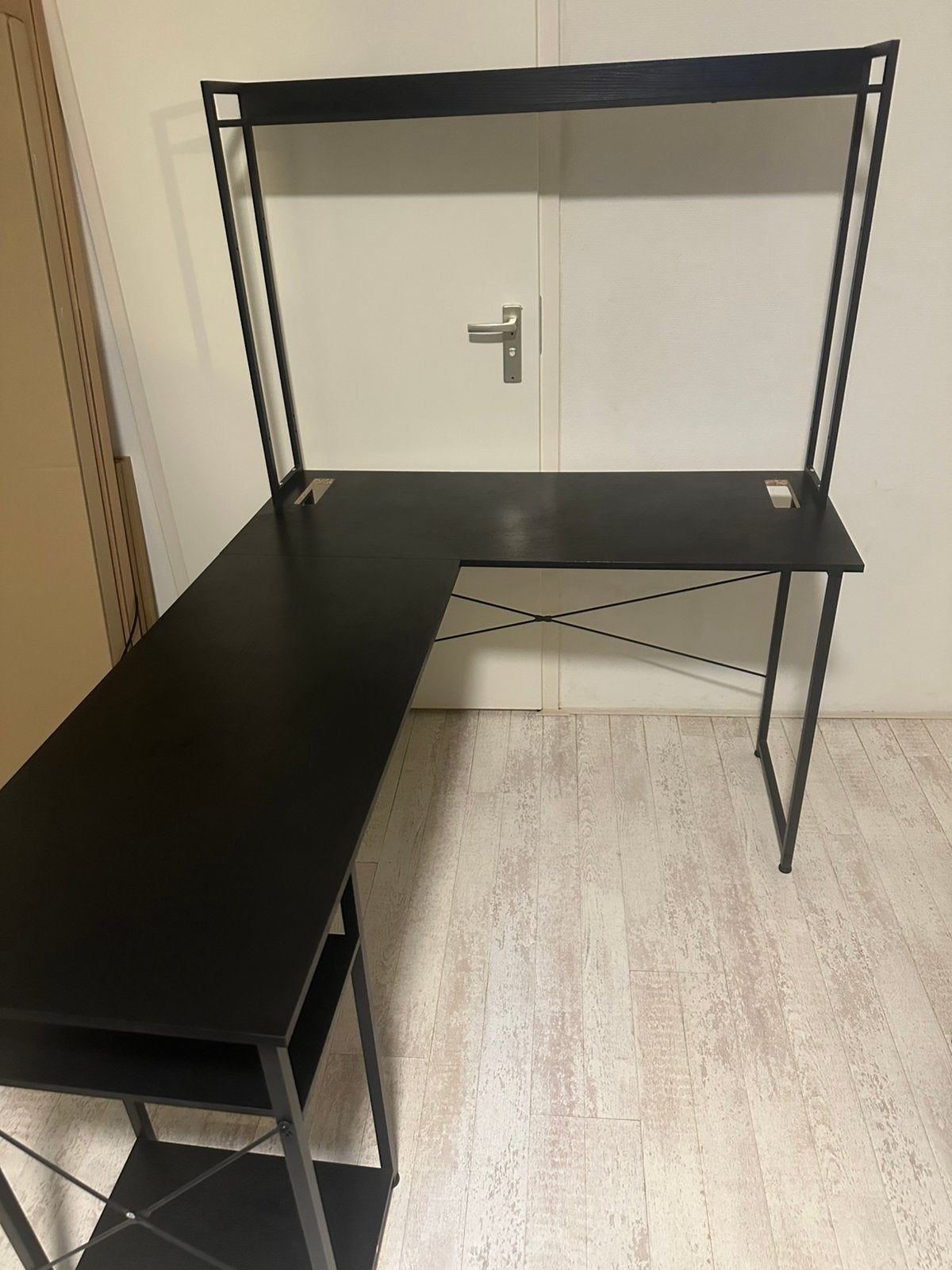 Bureau, Ophalen, Zwart, Kabelgoot, Hoekbureau