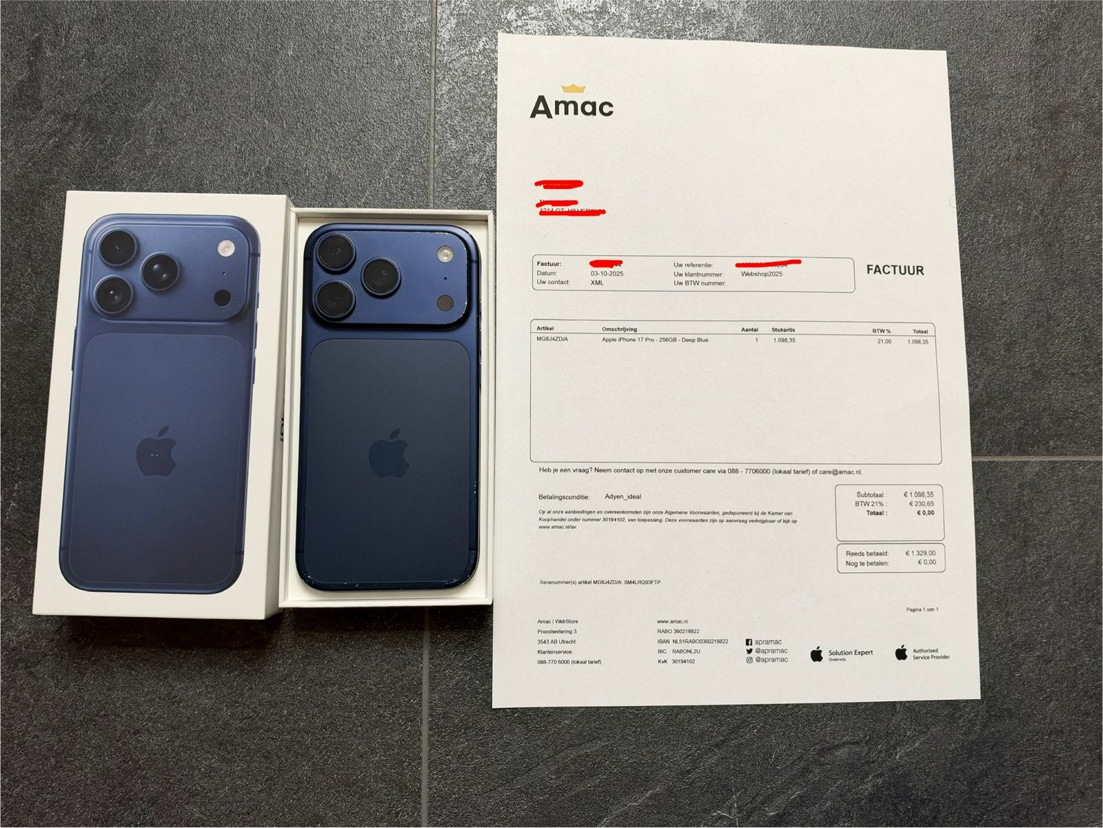 Apple iPhone 17 Pro 256GB Deep Blue | Gebruikt | Factuur