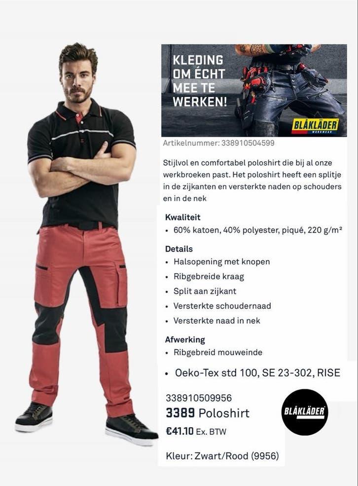 Blåkläder 3389-1050 Poloshirt Zwart/Rood Maat M Nieuw, Ophalen of Verzenden, Nieuw, Maat 56/58 (XL), Zwart