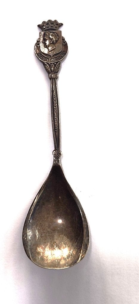 Vintage verzilverde theelepel Wilhelmina (1948), Ophalen of Verzenden