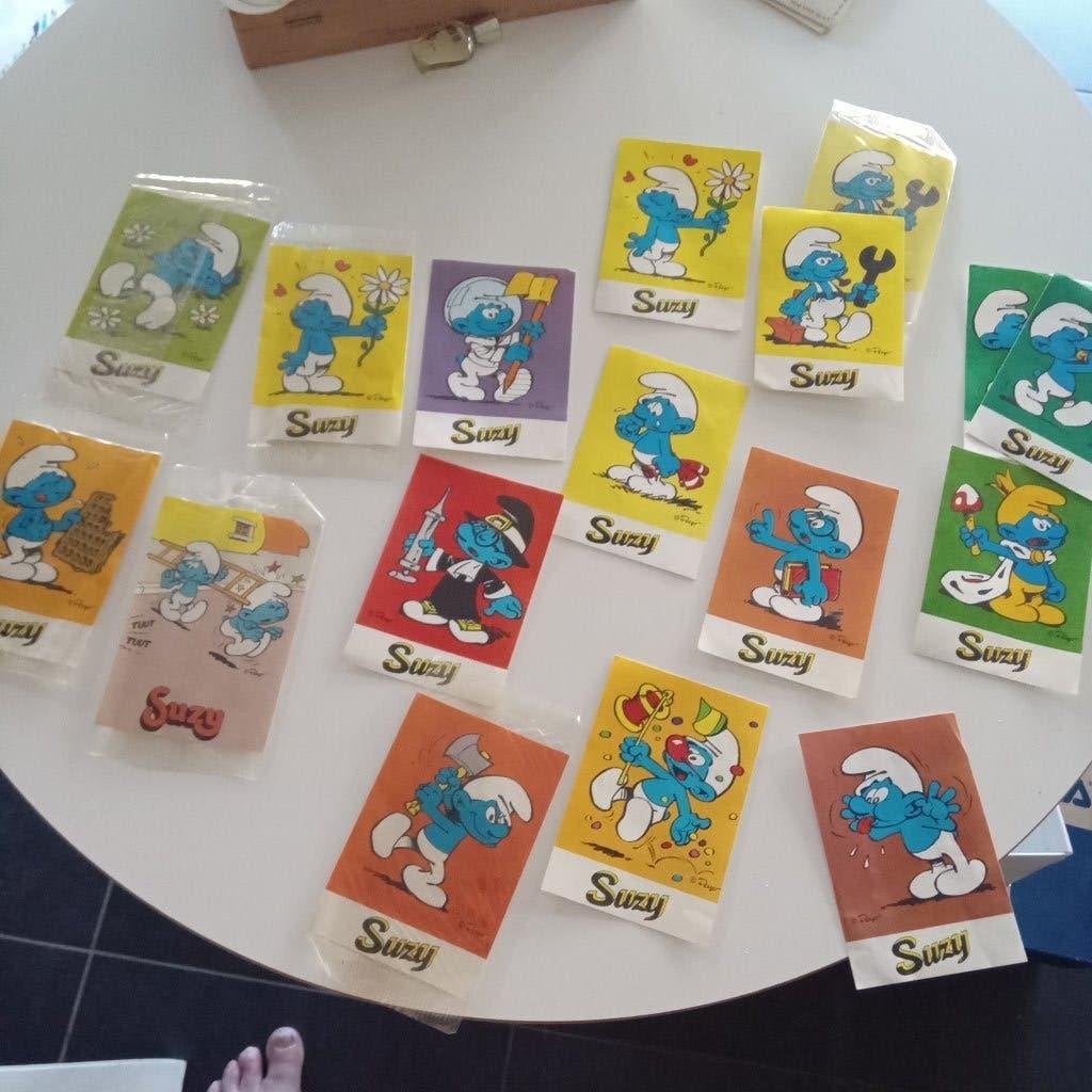 LOT SMURFEN STICKERS -SUZY WAFELS -PEYO-, Verzenden, Zo goed als nieuw, Verschillende Smurfen