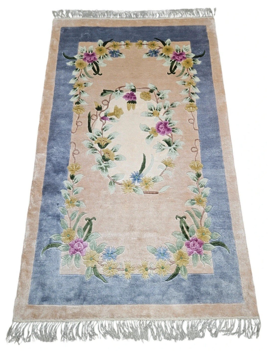 Handmade oriental Silk carpet floral China NEW 93x152cm