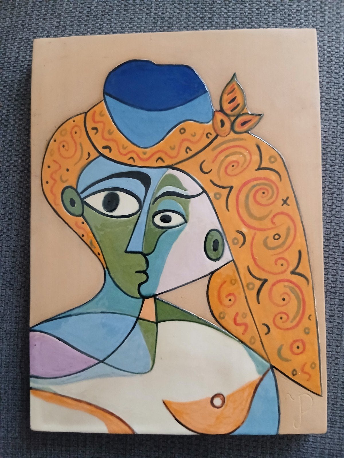 abstracte kubistische tegel naar Pablo Picasso, Antiek en Kunst, Ophalen of Verzenden