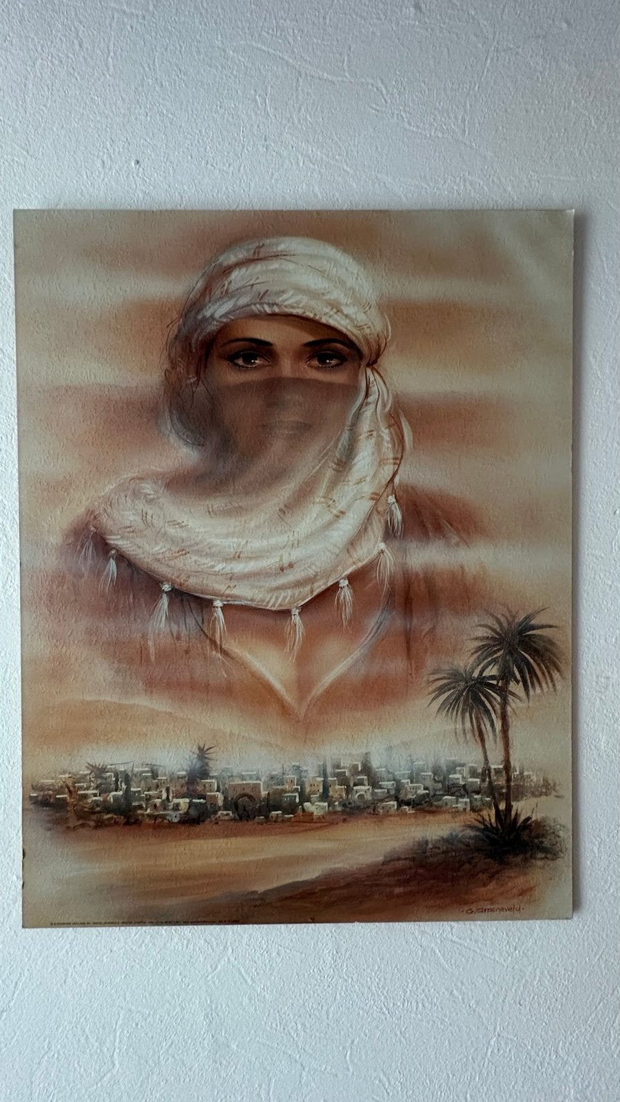 Set van 2: Woestijnvrouw schilderijen, 35x45 cm, Ophalen, Doek, Portret of Personen, Realistisch