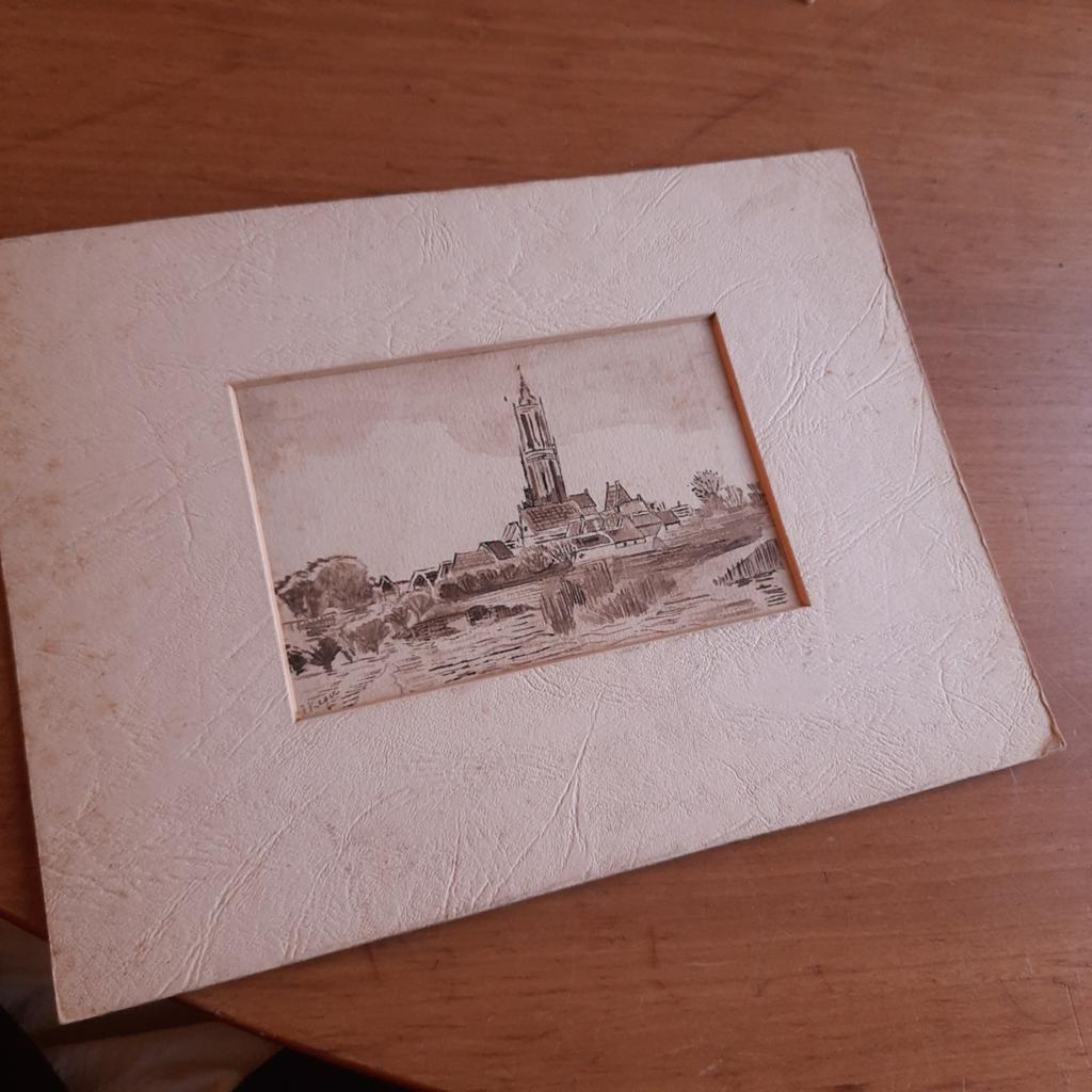 Antieke Pentekening Aquarel gesigneerd I. Keger, Verzenden