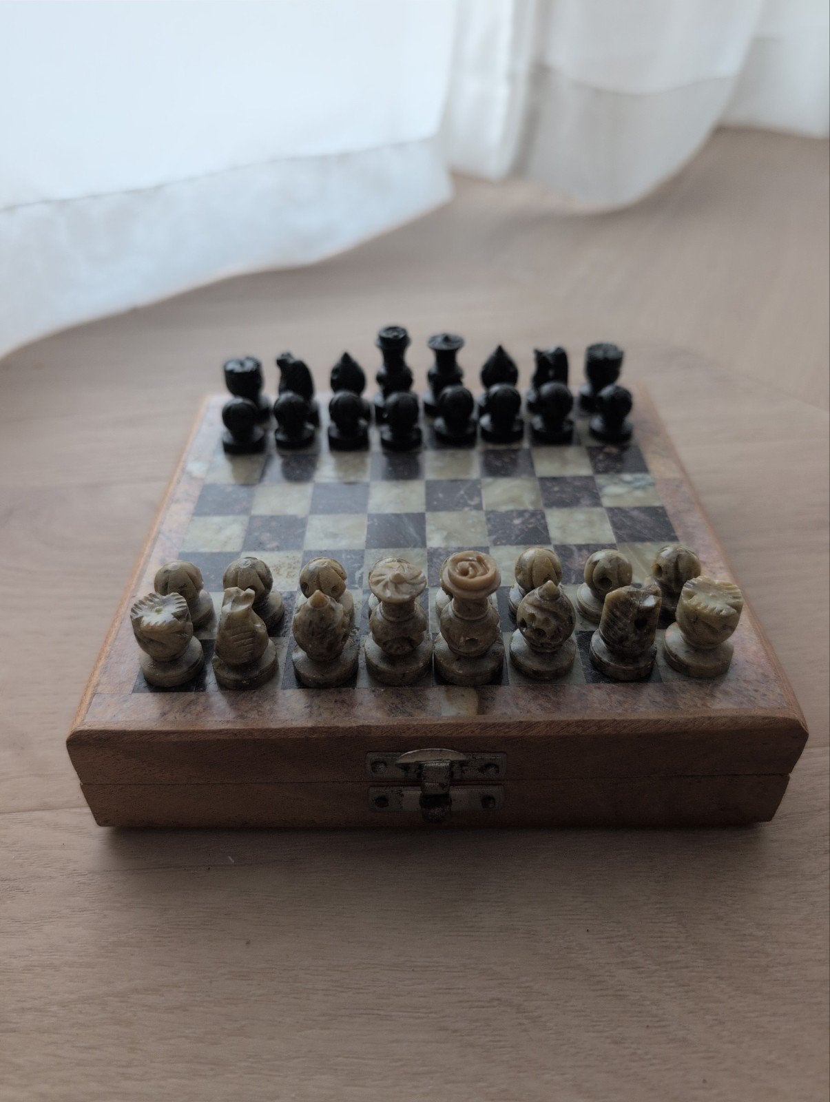 Handgemaakte Schaakset uit Jeruzalem - Marmeren Stukken, Hobby en Vrije tijd, Een of twee spelers, Ophalen of Verzenden, Gebruikt