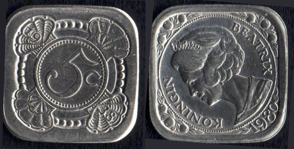Nederland : 1980 - vierkante stuiver, Verzenden, Koningin Beatrix, 5 cent, Losse munt